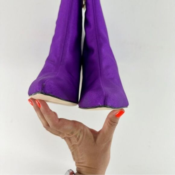 NEW Good American High Kickstand Neoprene Bootie Purple Size 10 - Picture 13 of 15